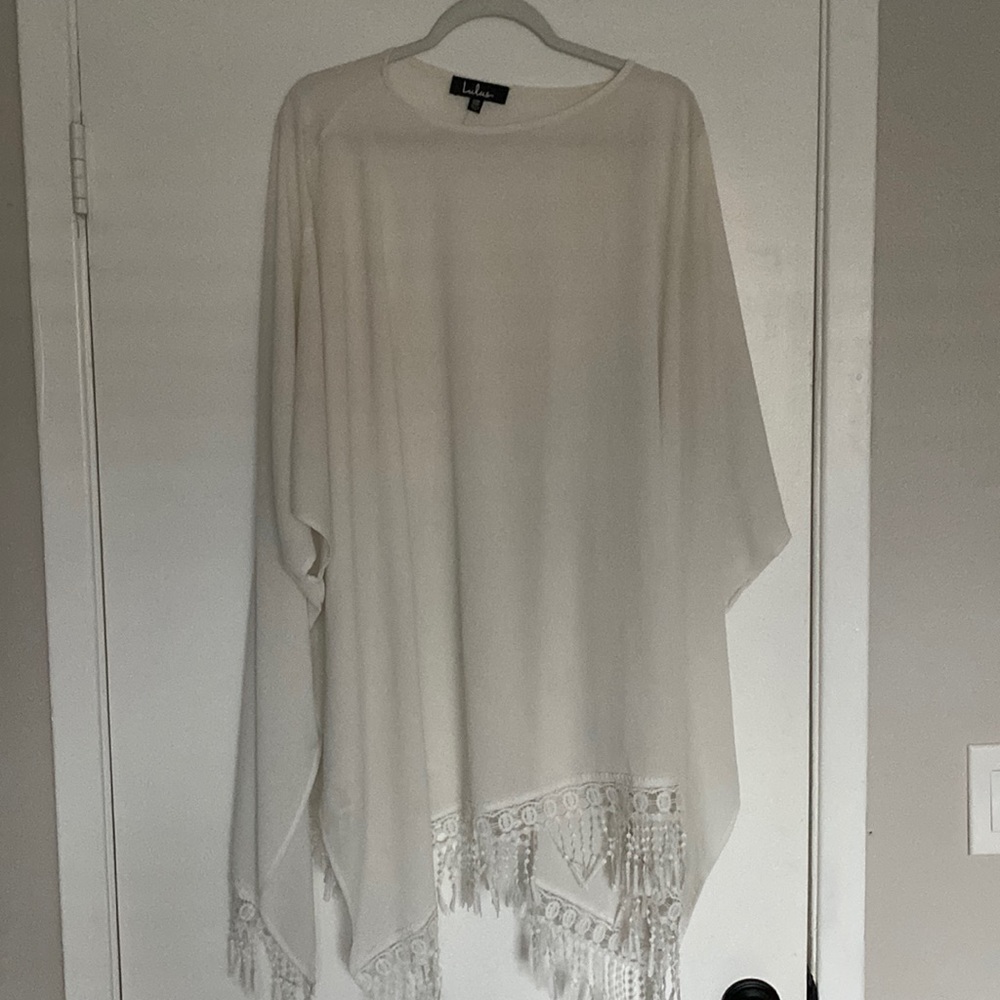 White big and long swim cover up